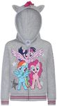 My Little Pony Girls Zip Up Hoodie with Ears for Toddlers and Big Kids, Grey, 6