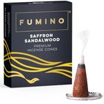 Fumino® Saffron Sandalwood Fresh Incense Cones 20 per Box Masala Agarbatti Joss Scent Fragrance for Relaxation and Meditation, Home and House Décor