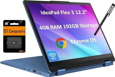 Lenovo Flex 3 3i 2-in-1 Chromebook (12.2" FHD+ Touchscreen, Intel N100, 4GB DDR5 RAM, 192GB (64GB eMMC + 128GB SD Card)) Student & Education Laptop, Webcam, NFC, HDMI, USB-C, IST Pen, Chrome OS, Blue