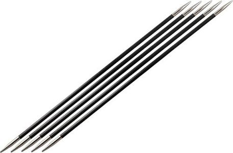 KnitPro 15 cm x 2.75 mm Karbonz Double Pointed Needles, Black and Silver