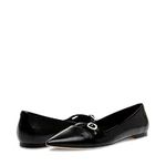 Steve Madden Women's Luvey Ballet Flat, Black Leather, 9.5