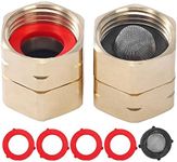 JOEJET Female to Female Hose Adapter with Swivel-3/4 Inch Brass Garden Hose Adapter for Pressure Washer to Garden Hose-2 Pack Garden Hose Fittings-with 4 Extra Washers and 1 Filter