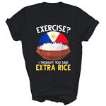 Funny Filipino Pride Extra Rice Filipina Proud Philippines Unisex Shirt Gift Women Men T-Shirt (Black;M)