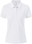 MoFiz Women Ladies Golf Polo Shirt Short-Sleeve Casual Sports Tennis Top Cotton Breathable Classic Pique Polo Shirts White Size M