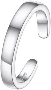 FOCALOOK 925 Sterling Silver Plain 3MM Open Toe Band Ring for Womens Ladies(With Gift Box)