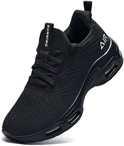 Mens Air Running Shoes Comfortable Walking Tennis Sneakers Lighweight Athletic Shoes for Sport Gym Jogging US 7-12, Black, 8.5