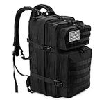 LHI Military Tactical Backpack for Men and Women 45L Army 3 Days Assault Pack Bag Large Rucksack with Molle System - Black