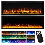 INMOZATA Electric Fire 50inch/127cm Wall Mounted/Recessed/Freestanding Electric Fireplace with Remote Control, 12 Colour Flame Effect Media Wall Fireplace, Crystal & Log Set, 900W&1800W((50"/127cm)