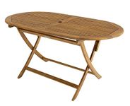 Charles Bentley FSC Certified, Folding, Wooden Furniture Oval Table, Central Parasol Hole, Acacia Wood, Garden Décor, Outdoor Furniture, Outdoor Dining, Patio Dining Table, 18kg (150x85x74cm)