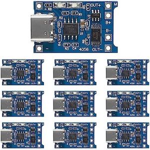 Greluma 10 Piezas Placa de Carga del módulo del Cargador de batería de Litio Type-C USB-C 5V 1A 18650 con función de protección Dual