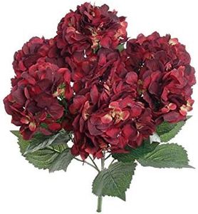 Larksilk Hydrangea Artificial Flowers - Faux Hydrangea Flowers - Home Decor, Easter Decorations, Spring Decor - Floral Centerpieces for Tables - 20" Floral Stems, Burgundy, 24 Pieces