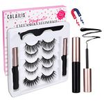 CALAILIS Magnetic Eyelashes for Women, Eyelashes Magnetic with Eyeliner Kit, Natural Magnetic Lashes Reusable 5 Pairs, Free Applicator(CY502)