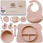 Bubba Bear Baby Weaning Set, Silicone Feeding Plates and Bowls Sets for Babies | Bowl, Plate, Bib, Toddler Water Bottle Cup with Straw, Snack Pot & Spoon Cutlery Eating Bundle from 6 Months, 11 pieces