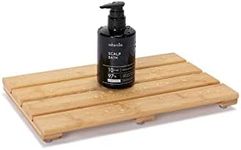 PELYN Bamboo Wooden Bath Shower Mats for Bathroom Floor, Small Bamboo Wood Bathroom Mat, Sturdy and Easy to Clean(15.8 x 10.2 Inches)