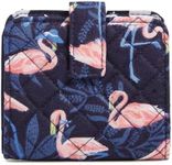 Vera Bradley Cotton Finley Small Wallet with RFID Protection, Flamingo Party