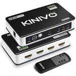 Kinivo HDMI Switch 3 in 1 Out 4K 60Hz (HDR 10, High Speed 18Gbps, IR Remote, HDCP2.2, Dolby Vision, VRR) - 350BN Switcher Compatible with Roku, PS5, Xbox, Apple TV, Nintendo Switch 2, Cable Box