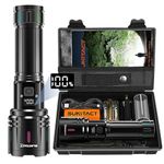 Sunitact Torches Led Super Bright, Rechargeable Torch 30000 Lumens XHM90.2 Flashlight, Powerful Tactical Led Torches Flash Light USB, Brightest Hand Torch for Dog Walking Camping Emergency Gift