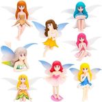 ONEST 8 Pieces Miniature Fairy Garden Accessories Small Fairy Figurines Hand Painted Fairy Figures Girl Fly Wing Figurines for Car Decor Fairy Garden Flower Pot Birthday Cake Topper