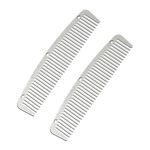 2 Pcs Metal Hair Combs, Small Pocket Comb, Mustache Beard Comb for Men, Stainless Steel Anti-Static, Travel Comb，Easy Take, Wood Grain Design