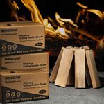 CONSDAN Wood Chips for Smoker, USA Grown Hickory Pizza Oven Wood, BBQ Cooking Natural Wood Chunks, Kiln Dried Firewood, Smoking Wood Chips, All Natural Barbecue Smoker Blocks for Smoking Meat (36 LBS)