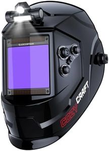 ARCCAPTAIN Large View 3.94" x 3.66" True Color Auto Darkening Welding Helmet with Light, Solar Powered Welding Hood, 4 Arc Sensor Wide Shade 4/5-9/9-13 for Stick MIG TIG Cut,Glossy Black