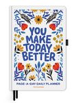 TINYCHANGE Daily Happiness Life Planner | Undated page-a-day for 6 Months | Productivity Diary & Mindfulness Organizer | To-do list & Appointment Schedule | Hardcover A5 size | Free 400 Stickers