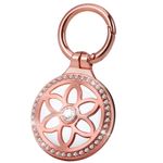 Airtag Holder,All-Metal Badge Inlaid Rhinestone Airtag Keychain for Apple Air tag,Diamonds Shine air tag.Holder Keychain,airtags case with Key Ring for Wallet,Bag,Key,Kids, cat,Dog (Rose Gold)