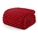 Exclusivo Mezcla King Size Soft Fleece Blanket, 90x104 Inches 3D Clouds Stylish Jacquard Velvet Blanket for Bed, Cozy Soft Lightweight for All Season, Deep Red Blanket