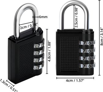 Belle Vous 8-Pack Combination Padlocks – Black, Waterproof Outdoor Security Locks