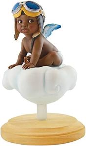 African American Expressions Adorable Angel Pilot Boy Figurine by Thomas Blackshear – Black Angel Statue, Inspirational Faith Décor Collectible, Mother’s Day Mom Present - (4.7" x 4.7" x 7.2") FLPF-01