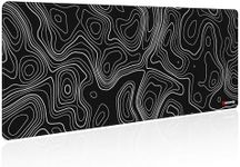 excovip Topographic Contour Black Large Mouse Pad with Stitched Edges,Personalized Design Desk Mat,80X30 cm XL Gaming Mousepad with Anti-Slip Base, Cool Desk Pad for Keyboard and Mouse 0155