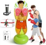 68-Inch Inflatable Punching Bag Toy Inflatable Boxing Training Equipment .Free-Standing Boxing Bag for Fun Family Games for Boys and Girls Aged 12-18(Includes Pump) (Green)