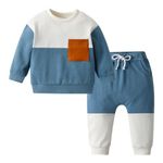 Toddler Baby Boy Clothes Long Sleeve Sweatshirts Pullover Tops Long Jogger Pants Little Boys Fall Winter 2PCS Outfit Set Blue 3-4T