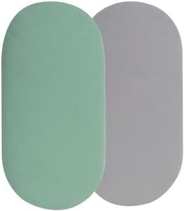 Set di 2 lenzuola per culla in mussola per neonato e bambina, 100% cotone mussola con angoli per clessidra ovale e materasso rettangolare in culla, grigio e verde