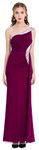 Angel-fashions Women's One Shoulder Ruching Beading Ribbon Soft Evening Gown (XXL, Magenta)