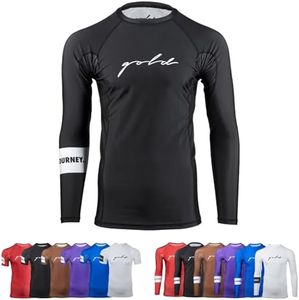 Gold BJJ Foundation Ranked Rashguard - No-Gi and Gi Jiu Jitsu Rash Guard (Long Sleeve, Black, L)