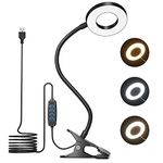 Bonlux LED Clip on Reading Light for Beds Dimmable, Flexible Bed USB Clip Light, 10 Brightness Levels 3 Color Temperatures, Eye-Care Bedside Clamp Desk Lamp Book Light for Reading in Bed (Black)