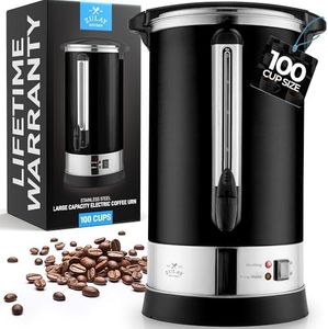 Zulay Commercial Coffee Maker - 100 Cup Coffee Percolator With Double-Wall Stainless Steel & Twist-Lock Lid - Quick Brewing Coffee Urn With Keep-Warm Mode For Events & Catering - Black