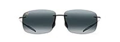 Maui Jim Unisex's Breakwall W/Patented Polarizedplus2 Lenses Polarized Sport Sunglasses, Gloss Black/Neutral Grey, Medium