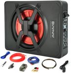 AINAVIGO 10" 800W Car Slim Under Seat Powered Subwoofer kit, Car/Truck Audio Sub Built in Amplifier, New Upgrade Red Eye Speakers