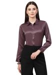 Style Quotient Women Mauve Satin Regular Formal Shirt