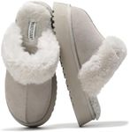 Project Cloud Slippers for Women - Genuine Suede Womens Slippers & Womens Fall Shoes - Memory Foam Fluffy Slippers Platform Women's Slippers Gifts for Women Footwear Fuzzy Slippers (Viki, GREY, 6.5)