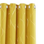 Deconovo Blackout Curtains, Eyelet Room Darkening Curtains, Silver Wave Line Foil Printed Window Treatment for Living Room, 52 x 72 Inch(Width x Length), Mellow Yellow, 2 panels