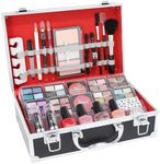 Love Urban Beauty Divine Beauty Vegan French Manicure Makeup Box – 76-Piece Makeup Sets – Includes Eyeshadows, Highlighter, Lipstick, Blush, Brushes, Manicure Accessories – Ideal Vanity Case for Home