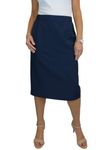 Paulo Due Lined Pencil Skirt for Women Smart Ladies Below Knee Elasticated Waist Skirt Office Evening Navy Blue 10-24 (14)