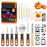 Shuttle Art 25 PCS Halloween Pumpkin Carving Kit, 15 PCS Professional Premium Quality Stainless Steel Pumpkin Carving Tool Set with 10 Pumpkin Stencils Carrying Case for Kids Adults Sculpting Carving