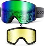 Odoland Ski Goggles Set with Detachable Magnetic Lens, Frameless Interchangeable Lens for Cloudy or Sunny, Anti-Fog UV Protection Men Women Snow Goggles for Skating Skiing and Snowboard