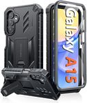 FNTCASE for Samsung Galaxy A15 Case: Military Grade Drop Proof Protection Mobile Phone Cover with Kickstand | Rugged Shockproof TPU Matte Textured Sturdy Phone Bumper (Black)