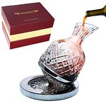 paysky spinning wine decanter, 45 oz crystal rotating wine decanter with gift box, for wedding gift, birthday, banquet, supper,Red