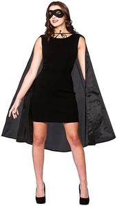 Super Hero Cape with mask - BLACK SUPERHERO LADIES FANCY DRESS COSTUME HEROINE SUPER WOMAN OUTFIT